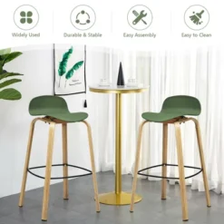 Costway Modern Set Of 4 Barstools 30inch Pub Chairs W/Low Back & Metal Legs Green 17 Costway Modern Set Of 4 Barstools 30inch Pub Chairs W/Low Back & Metal Legs Green -Costway GUEST 9c87e416 7250 4195 b57a 1b76c0110a5a