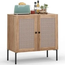 Costway Rattan Buffet Sideboard Wine Cabinet Cupboard With Adjustable Shelf Oak/Walnut -Costway GUEST 9caddead cd9d 45cf 83bc 4358e5b4c1f5