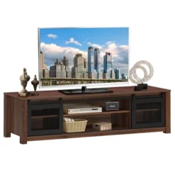 Costway TV Stand Entertainment Center For TV's Up To 65'' With Sliding Mesh Doors Walnut Black -Costway GUEST 9cc73494 5eb3 4b43 9473 ba5827b88be2