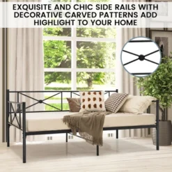 Costway Twin Metal Daybed Frame With Slats Classic Mattress Foundation Bed Sofa WhiteBlack 16 Costway Twin Metal Daybed Frame With Slats Classic Mattress Foundation Bed Sofa WhiteBlack -Costway GUEST 9ce23c44 80d9 48af 8be3 9939293c6e7f