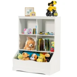 Costway 3-Tier Children's Multi-Functional Bookcase Toy Storage Bin Floor Cabinet GreyWhite -Costway GUEST 9cfe0580 baaf 49ba 92b8 79a6f0e90577
