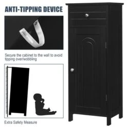 Costway Bathroom Floor Cabinet Storage Organizer Free-Standing W/ Drawer GreyBlackBrown -Costway GUEST 9d1b12ee 2a6b 467d 8dab c64fa62c4d97