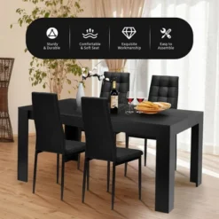 Costway 9pcs Dining Set Wood Table And 8 Fabric Chairs Home Kitchen Modern -Costway GUEST 9d356803 f5da 4692 940a 3e2a259acf35