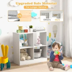 Costway Kids Toy Storage Organizer 4-Cube Wooden Display Bookcase With Anti-toppling Device -Costway GUEST 9d3e5848 fcb4 40de 82eb 5a98b7bb0e49