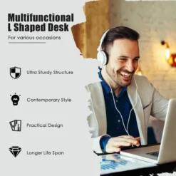 Costway L-Shaped Corner Computer Desk Writing Table Study Workstation W/ Drawers Storage Black 15 Costway L-Shaped Corner Computer Desk Writing Table Study Workstation W/ Drawers Storage Black -Costway GUEST 9d43394e 1c7c 4801 bff9 1c51f940762a