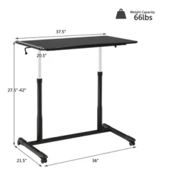 Costway Height Adjustable Computer Desk Sit To Stand Rolling Notebook Table Black