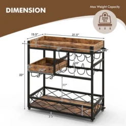 Costway 3-Tier Mobile Bar Serving Cart Liquor Storage Trolley With Removable Tray Wine Rack 13 Costway 3-Tier Mobile Bar Serving Cart Liquor Storage Trolley With Removable Tray Wine Rack -Costway GUEST 9d8391bc f087 4649 bddd 1f3a5c3c1676