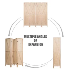 Costway 4Panels Folding Wooden Divider W/ V-shaped Design 5.6Ft Tall -Costway GUEST 9dabf143 c264 46be ac22 0950c00f7e43