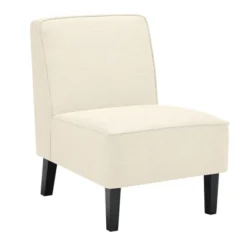 Costway Modern Armless Accent Chair Fabric Single Sofa WithRubber Wood Legs Beige/Gray -Costway GUEST 9dd456c2 fc30 4782 baa5 d89e77fcd17d