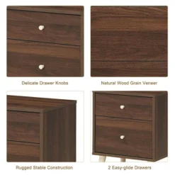 Costway Nightstand 2-Drawer Beside End Side Table W/Rubber Legs -Costway GUEST 9e4b8fbd 5ef1 4ffb bd35 0391966add5d
