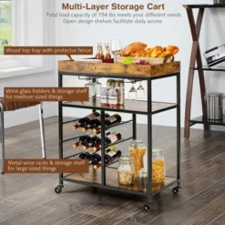 Costway 3-Tier Rolling Kitchen Cart Utility Trolley W/ Wine Bottle Rack -Costway GUEST 9e62a0e2 c381 49a8 92b2 629de6df7c3f