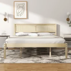 Costway Full/Queen/Twin Size Wooden Platform Bed Frame With Headboard Mattress Foundation Natural -Costway GUEST 9e8a979c 1b80 4c12 9714 7e66e363f673