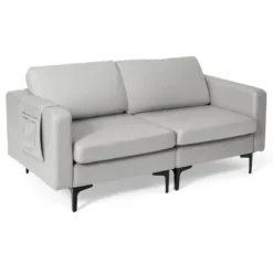 Costway Modern Loveseat Leathaire Fabric 2-Seat Sofa Couch W/ Side Storage Pocket -Costway GUEST 9ea9e3ec 609b 427e ac82 e8cfb9df8207