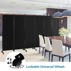 Costway 6-Panel Folding Room Divider 6FT Rolling Privacy Screen With Lockable Wheels Black/Brown/Grey/White -Costway GUEST 9ee34660 5c00 4f1f 9fc0 cf9d9f143021