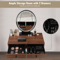 Costway Vanity Makeup Dressing Table W/ 3 Lighting Modes Mirror Touch Switch RusticCoffee -Costway GUEST 9eee46ab 2b83 4dcb 9678 2b3856007279