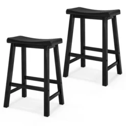 Costway Set Of 2 Saddle Bar Stools Counter Height Dining Chairs With Wooden Legs Black/Grey 20 Costway Set Of 2 Saddle Bar Stools Counter Height Dining Chairs With Wooden Legs Black/Grey -Costway GUEST 9ef17a29 6229 46be 93f5 300462c3e545