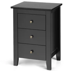 Costway Set Of 2 Nightstand End Beside Sofa Table W/ 3 Drawers Bedroom Furniture Black -Costway GUEST 9ef9c238 0c12 4304 b346 8d07d7ed1bca
