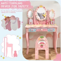 Costway Kids Vanity Princess Makeup Dressing Table Chair Set W/ Tri-fold Mirror Pink -Costway GUEST 9efd3186 2092 4560 8fcd 5a46338e53b8