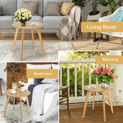 Costway Natural Round End Table Modern Stylish Side Table W/ 20'' Round Tabletop 6 Costway Natural Round End Table Modern Stylish Side Table W/ 20'' Round Tabletop - Image 4
