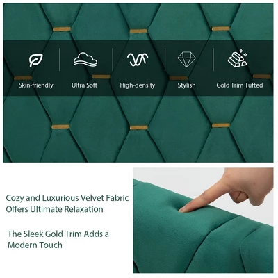 Costway Upholstered Platform Bed Frame Adjustable Headboard Footboard Modern Green 7 Costway Upholstered Platform Bed Frame Adjustable Headboard Footboard Modern Green - Image 5