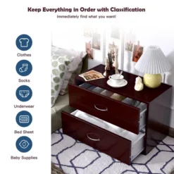 Costway 2 PCS 2-Drawer Dresser Horiztonal Organizer Wood End Table Nightstand -Costway GUEST 9f5e8d34 4b8f 4706 ad34 5820fb14c61b
