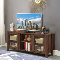 Costway TV Stand Entertainment Center For TV's Up To 65'' W/ Storage Cabinets Walnut -Costway GUEST 9f7689b5 51a6 41b4 b292 48ec2ee1bb6d