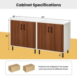 Costway Set Of 2 Sideboard Buffet Storage Cabinet Kitchen Cupboard With Adjustable Shelf -Costway GUEST 9f8ac4b2 ac5e 4b15 b2e1 7630e8627203