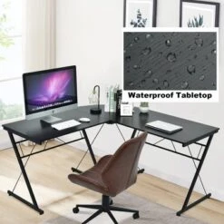 Costway 59'' L-Shaped Computer Table Study Workstation Home Office BrownBlack -Costway GUEST 9faa7afd 3afc 4768 9139 ce5aaba702b4