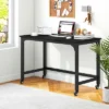 Costway Rolling Computer Desk Wood Top Metal Frame Laptop Table Study Workstation Black