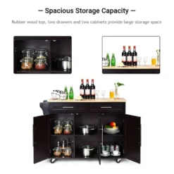 Costway Kitchen Island Trolley Cart Wood Top Rolling Storage Cabinet W/Knife Block WhiteBrown -Costway GUEST 9fb51c36 a476 4fd2 b460 f3214c357486