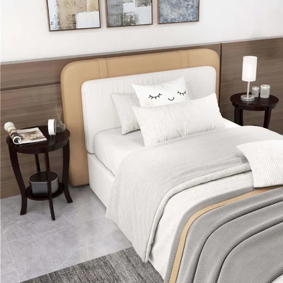 Costway 2-Tier End Table 18'' Round Compact Sofa Side Nightstand With Storage Shelf Espresso/White 4 Costway 2-Tier End Table 18'' Round Compact Sofa Side Nightstand With Storage Shelf Espresso/White - Image 2