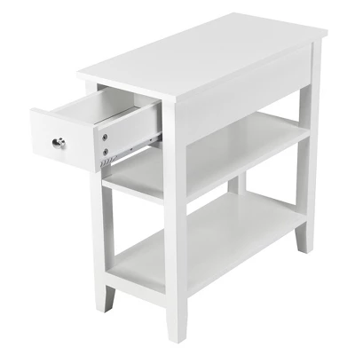 Costway 3 Tier Nightstand Bedside Table Sofa Side End Table W/Double Shelves Drawer 11 Costway 3 Tier Nightstand Bedside Table Sofa Side End Table W/Double Shelves Drawer - Image 9