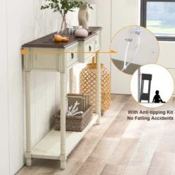 Costway Farmhouse Console Table Entryway Sideboard With 3 Drawers & Open Storage Shelf 17 Costway Farmhouse Console Table Entryway Sideboard With 3 Drawers & Open Storage Shelf -Costway GUEST 9fdce772 c412 466d b5ae 0d0dd7d0eb04