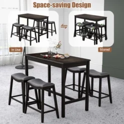 Costway 5PCS Bar Table Set Counter Height Table & Upholstered Saddle Stools Set For 4 18 Costway 5PCS Bar Table Set Counter Height Table & Upholstered Saddle Stools Set For 4 -Costway GUEST 9ff2bbe6 04b1 403c b5f7 bbc5395595cf