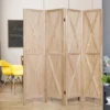 Costway 4Panels Folding Wooden Divider W/x-shaped Design 5.6 Ft Tall Brown -Costway GUEST 9ff8782b 6216 44e6 a790 3c46ef5e04ef