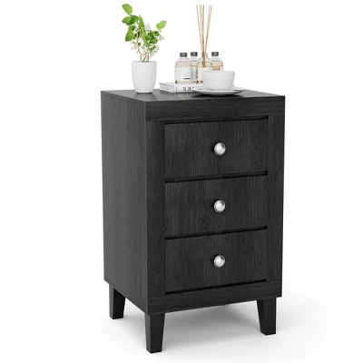 Costway Nightstand Sofa Side Coffee Table With 3 Drawer For Bedroom Living Room Black/Grey/White 12 Costway Nightstand Sofa Side Coffee Table With 3 Drawer For Bedroom Living Room Black/Grey/White - Image 10