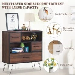 Costway Sideboard Storage Cabinet Multipurpose Display Unit W/Metal Leg & Drawers Walnut 16 Costway Sideboard Storage Cabinet Multipurpose Display Unit W/Metal Leg & Drawers Walnut -Costway GUEST a03923d9 bddf 4444 81fe ea6d955c2aa5