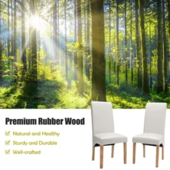 Set Of 4 Dining Chairs Upholstered Padded Side Chairs W/ Rubber Wood Legs BlackBeige -Costway GUEST a0818501 6e81 42de bf46 78fa17406364