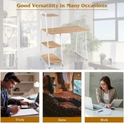 Costway Computer Desk With Shelves Workstation With Bookshelf Natural -Costway GUEST a0a622d9 7ffa 4462 ac28 0a189aadeb48