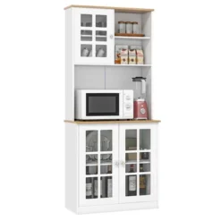 Costway 72'' Freestanding Pantry Cabinet Kitchen Buffet Sideboard Hutch With 3 Doors Black/White -Costway GUEST a0ba1612 1596 448b 8ff0 32baafa23818