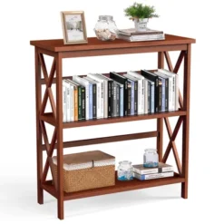 Costway Wooden Shelf Bookcase 3-Tier Open Bookshelf W/X-Design Freestanding Rack BlackBrownNaturalWhite 27 Costway Wooden Shelf Bookcase 3-Tier Open Bookshelf W/X-Design Freestanding Rack BlackBrownNaturalWhite -Costway GUEST a0ba7a42 0103 412f ae44 31c16c1bf749