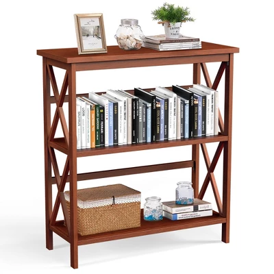 Costway Wooden Shelf Bookcase 3-Tier Open Bookshelf W/X-Design Freestanding Rack BlackBrownNaturalWhite 15 Costway Wooden Shelf Bookcase 3-Tier Open Bookshelf W/X-Design Freestanding Rack BlackBrownNaturalWhite - Image 13