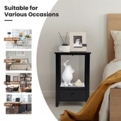 Costway Modern Nightstand With Bottom Drawer Storage Shelf Small Side End Table WhiteBlack 21 Costway Modern Nightstand With Bottom Drawer Storage Shelf Small Side End Table WhiteBlack -Costway GUEST a11c62ad 1af4 4708 ab32 caabf6f0d388