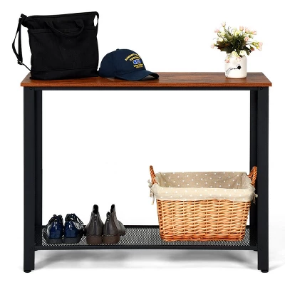 Costway Console Sofa Table W/ Storage Shelf Metal Frame Wood Look Entryway Table SilverBlack 8 Costway Console Sofa Table W/ Storage Shelf Metal Frame Wood Look Entryway Table SilverBlack - Image 6