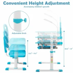 Costway Height Adjustable Kids Study Table And Chair Set W/Bookstand & Light Pink/Light Blue -Costway GUEST a148eb04 07b4 4bd6 bc3c fa1dea13e802