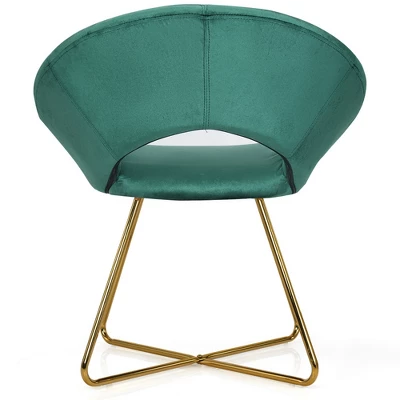 Costway Modern Velvet Accent Chair Upholstered Vanity Chair W/Golden Metal Leg PinkDark GreenGrey 11 Costway Modern Velvet Accent Chair Upholstered Vanity Chair W/Golden Metal Leg PinkDark GreenGrey - Image 9