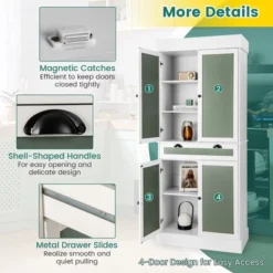 Costway 72'' Kitchen Buffet Hutch Pantry Cabinet Cupboard With 4 Doors & Adjustable Shelves -Costway GUEST a15e7216 c449 4c9b 80c8 126e6eaa0196