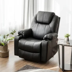 Costway Electric Recliner Chair Massage Sofa Leather W/ USB Charge Port BrownBlack -Costway GUEST a165d053 b766 49e2 a80c 32bd345f03a7