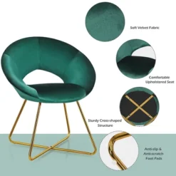 Costway Modern Velvet Accent Chair Upholstered Vanity Chair W/Golden Metal Leg PinkDark GreenGrey 19 Costway Modern Velvet Accent Chair Upholstered Vanity Chair W/Golden Metal Leg PinkDark GreenGrey -Costway GUEST a16c2f97 bef4 4e4d a383 dcc3ddc4575e
