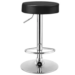 Costway 1 PC Round Bar Stool Adjustable Swivel Pub Chair U Leather With Footrest White Black Red -Costway GUEST a18a68ed c7b0 4ef3 8956 8eb19cc6ff32